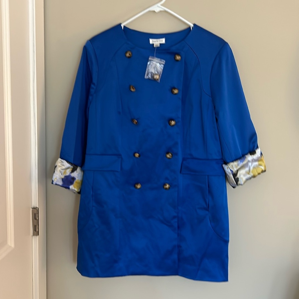 Joan Rivers lined button up jacket, deep blue size medium